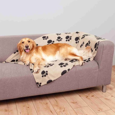 TRIXIE KOC DLA PSA "BARNEY"150x100cm BEŻ W CZARNE ŁAPKI [TX-37181]