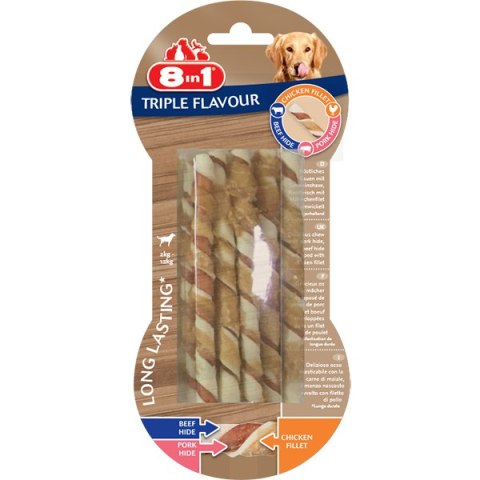 8in1 Przysmak 8in1 Triple Flavour Twisted Sticks [T144601] 10 szt.