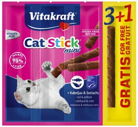 VITAKRAFT CAT STICK MINI dorsz i czarniak pzrsyamk dla kota 3+1 gratis