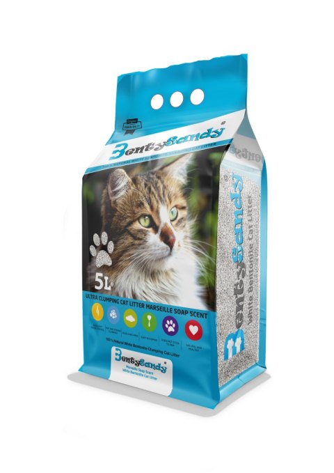 BENTY SANDY MARSEILLE SOAP Żwirek bentonitowy biały 5l