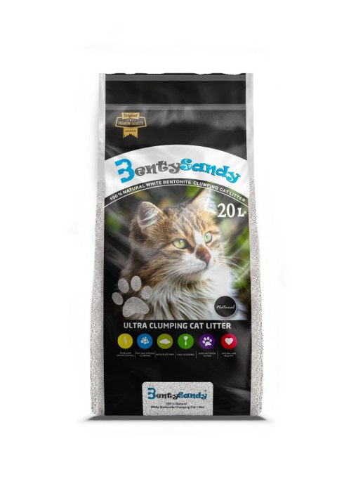 BENTY SANDY NATURAL Żwirek bentonitowy biały 20l