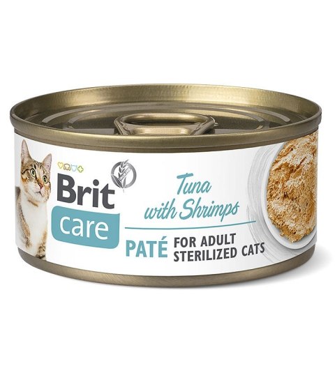 BRIT CARE CAT STERILIZED TUNA & SHRIMPS puszka dla kotów sterylizowanych z tuńczykiem i krewetkami 70g