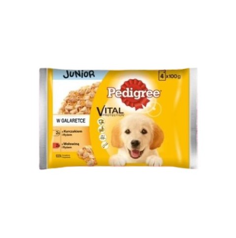 PEDIGREE Junior Kurczak z ryżem w gal. 1+1/50% 4x100g+4x100g