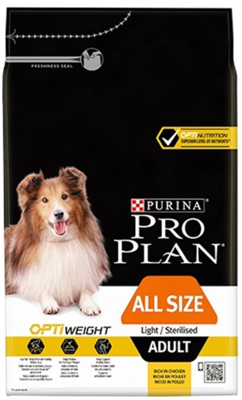 PURINA PRO PLAN ALL SIZE ADULT Light/Sterilised OPTI WEIGHT Kurczak 3kg + GRATIS Dental Pro Bar ALL SIZE ADULT