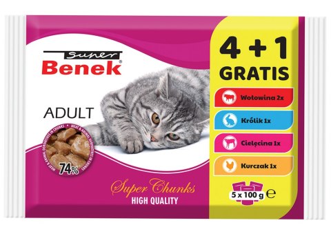 SUPER BENEK MIX SMAKÓW Super Premium - Adult 4+1 gratis (5x100g)