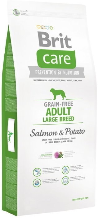 BRIT CARE GRAIN-FREE ADULT LARGE BREED SALMON & POTATO 12 kg + 2KG GRATIS