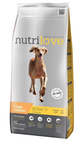 NUTRILOVE Premium dla psa ACTIVE ze świezym kurczakiem 12kg [11483]
