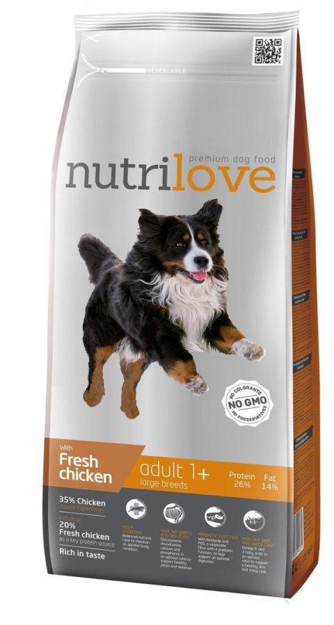 NUTRILOVE Premium dla psa ADULT L ze świeżym kurczakiem 12kg [11480]