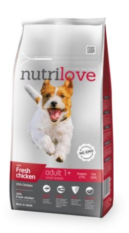 NUTRILOVE Premium dla psa ADULT S ze świeżym kurczakiem 8kg [11475]