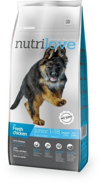 NUTRILOVE Premium dla psa JUNIOR L ze świeżym kurczakiem 3kg [12206]