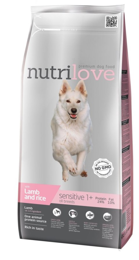 NUTRILOVE Premium dla psa SENSITIVE z jagnieciną i ryżem 3kg [12290]