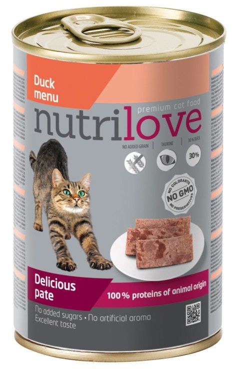NUTRILOVE Premium pasztet dla kota z kaczki 400g [11442]