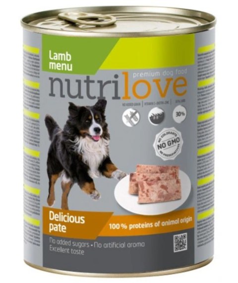NUTRILOVE Premium pasztet dla psa z jagnięciny 800g [11443]