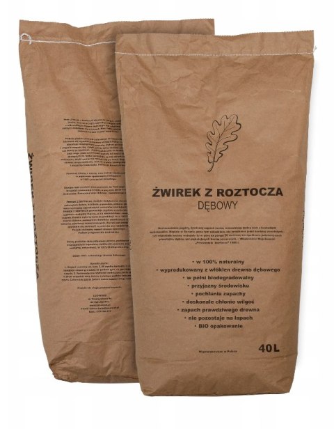 ŻWIREK Z ROZTOCZA Żwirek dębowy dla kota 40l