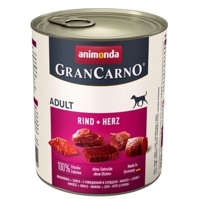 ANIMONDA GranCarno Orginal Adult puszki wieprzowina z sercami drobiowymi 800g