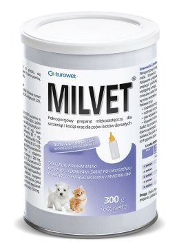 EUROWET Milvet - pełnoporcjowy preparat mlekozastępczy dla szczeniąt i kociąt 300g