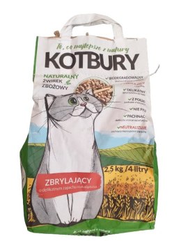 KOTBURY Naturalnie zbrylający żwirek zbożowy o delikatnym zapachu eukaliptusa 2,5kg