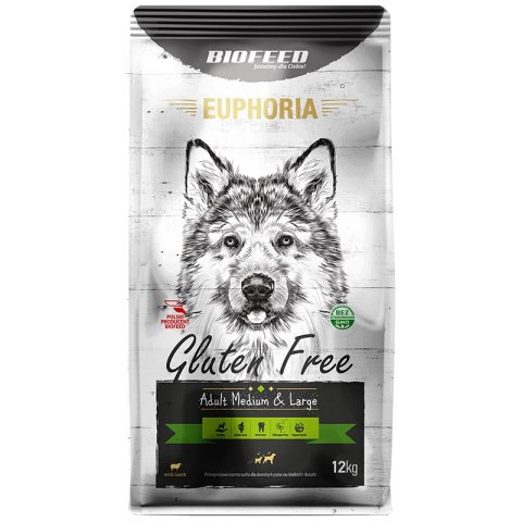 BIOFEED EUPHORIA GLUTEN FREE Medium & Large dla psów średnich i dużych ras z jagnięciną 12kg