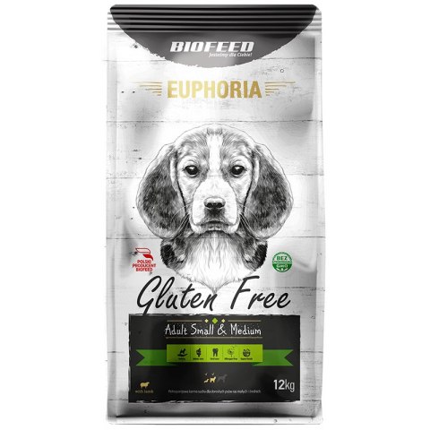 BIOFEED EUPHORIA GLUTEN FREE Small & Medium dla psów małych i średnich ras z jagnięciną 12kg