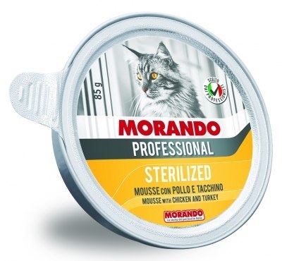 MORANDO PRO KOT STERILIZED Miseczka z kurczakiem i indykiem 85g