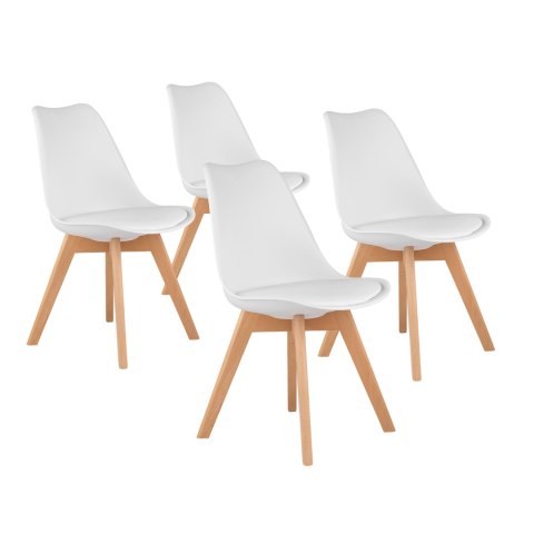 Zestaw 4 krzeseł krzesło do salonu jadalni z poduszką Białe ModernHome