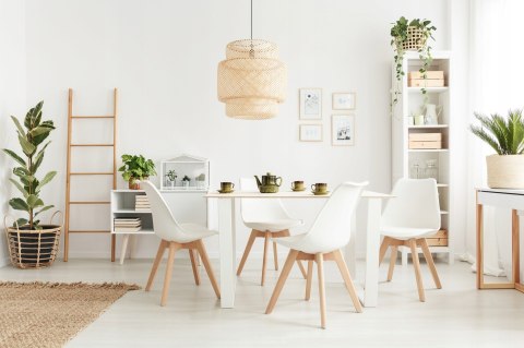 Zestaw 4 krzeseł krzesło do salonu jadalni z poduszką Białe ModernHome