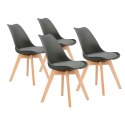 Zestaw 4 krzeseł krzesło do salonu jadalni z poduszką Szare ModernHome