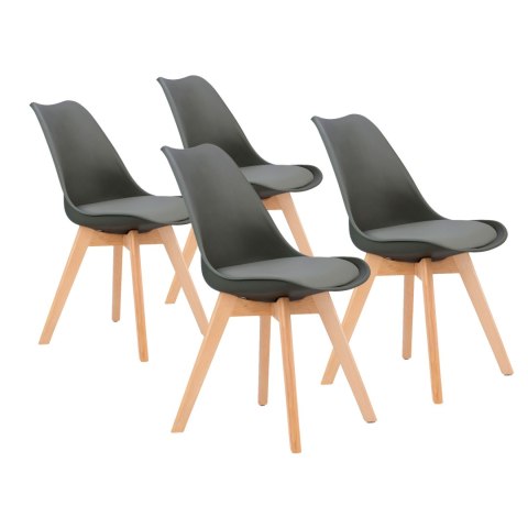 Zestaw 4 krzeseł krzesło do salonu jadalni z poduszką Szare ModernHome