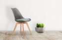 Zestaw 4 krzeseł krzesło do salonu jadalni z poduszką Szare ModernHome