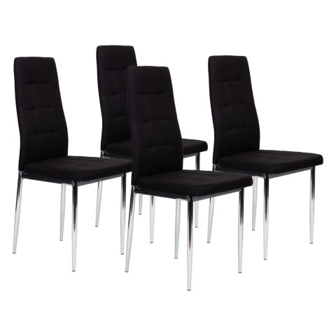Krzesła tapicerowane czarne pikowane 4x krzesło do salonu jadalni ModernHome