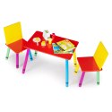 Meble dla dzieci komplet drewniany stół + 2 krzesła kolorowe ECOTOYS