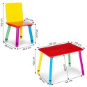 Meble dla dzieci komplet drewniany stół + 2 krzesła kolorowe ECOTOYS