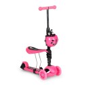Hulajnoga trójkołowa balansowa led 3w1 świecące kółka - Różowa ECOTOYS